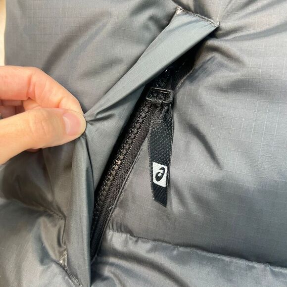 Asics Puffer Jacket Mens Size XXL Zipper Pockets Feather Down Warm Winter Coat - Picture 5 of 13